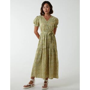 Blue Vanilla Belted Ditsy Maxi Dress - 8 / LIME - female