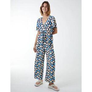 Blue Vanilla Abstract Honeycomb Cross Over Jumpsuit - M / BLUE - female