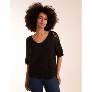 Blue Vanilla Crochet V Neck Top - ONE / BLACK - female