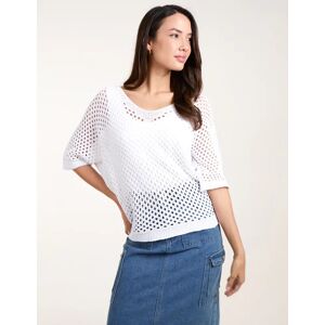 Blue Vanilla Crochet V Neck Top - ONE / IVORY - female