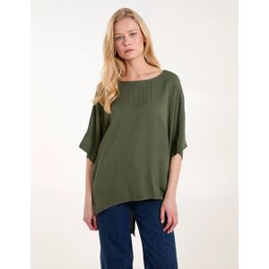 Blue Vanilla Button Back Viscose Top - ONE / KHAKI - female