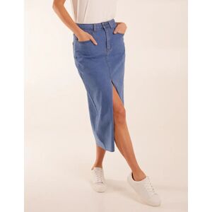 Blue Vanilla High Rise Denim Maxi Skirt - 12 / Light Denim - female