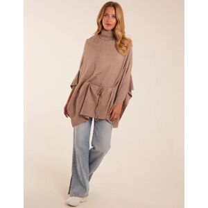 Blue Vanilla Roll Neck Drawstring Poncho - ONE / MOCHA - female