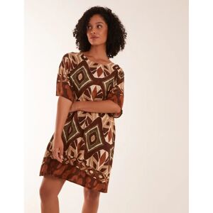 Blue Vanilla Tribal Print Short Sleeve Dress - S/M / Rust - female