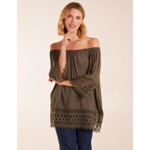 Blue Vanilla Round Neck Detail Blouse - M/L / KHAKI - female