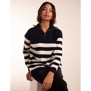 Blue Vanilla Striped Jumper With Zip - ONE / IVORY/NAVY - female