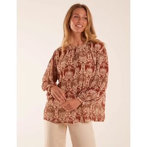 Blue Vanilla Twist Hem Print Blouse - ONE / BEIGE - female