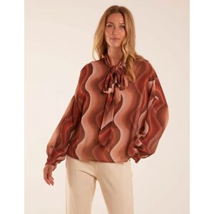 Blue Vanilla Chiffon Swirl Print Blouse - ONE / BROWN - female