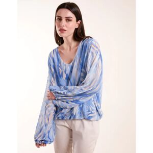 Blue Vanilla Water Colour V Neck Top - S/M / BLUE - female