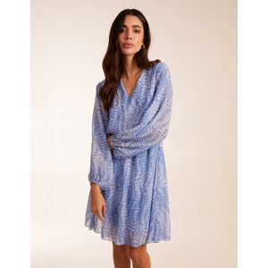 Blue Vanilla V Neck Chiffon Mini Dress - L / BLUE - female