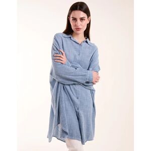 Blue Vanilla Cold Wash Cross Hatch Long Line Shirt - ONE / DENIM - female