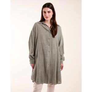 Blue Vanilla Cold Wash Cross Hatch Long Line Shirt - ONE / KHAKI - female