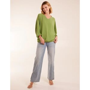 Blue Vanilla V Neck Puff Sleeve Blouse - ONE / LIGHT SAGE - female