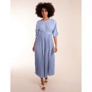 Blue Vanilla Pleated Dress With Belt - L / BLUE - female