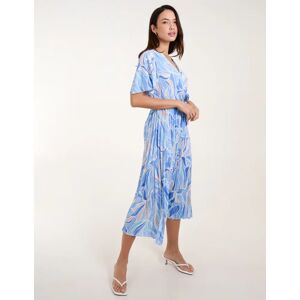 Blue Vanilla Wrap Over Printed Pleated Dress - M / BLUE - female