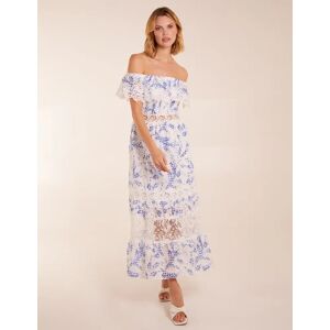 Blue Vanilla Bardot Neck Lace Maxi Dress - 10 / BLUE - female