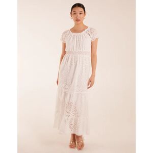 Blue Vanilla Broderie Anglaise Puff Sleeve Maxi Dress - L / WHITE - female