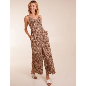 Blue Vanilla Printed Side Pocket Jumpsuit - S / BROWN - female