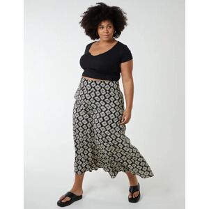 Blue Vanilla Curve Shirred Wide Leg Trouser - 26/28 / BLACK - female