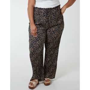 Blue Vanilla Curve Leopard Print Plisse Culotte - 22/24 / NAVY - female