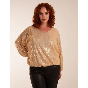 Blue Vanilla Curve Sequin Batwing Blouse - 26/28 / GOLD - female