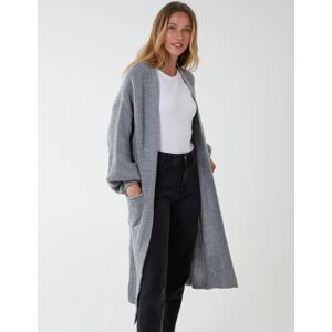 Blue Vanilla Edge to Edge Knitted Long Cardigan - S/M / GREY - female