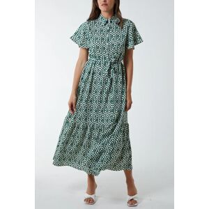 Blue Vanilla Geometric Tiered Maxi Dress - 12 / GREEN - female