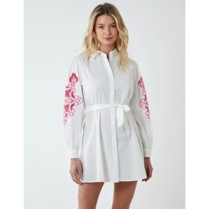 Blue Vanilla Embroidery Sleeve Cut Out Tunic - S / PINK - female