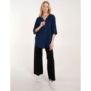 Blue Vanilla Plain Zip Front Top - S/M / NAVY - female