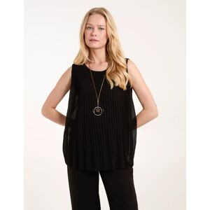 Blue Vanilla Sleeveless Pleated Top With Necklace - M/L / BLACK - female