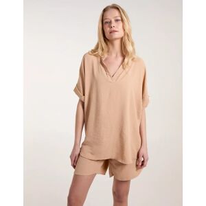 Blue Vanilla V-Neck Short Sleeve Blouse - ONE / Camel - female