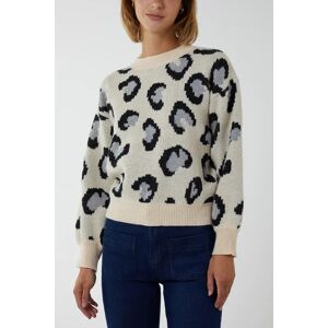 Blue Vanilla Oversized Leopard Print Jumper - S/M / GREY - female