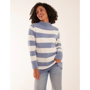 Blue Vanilla High Neck Striped Jumper - M/L / DENIM - female