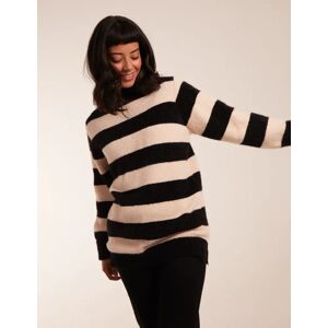 Blue Vanilla High Neck Striped Jumper - M/L / BLACK - female