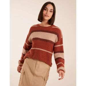 Blue Vanilla Striped Print Jumper - S/M / BROWN - female