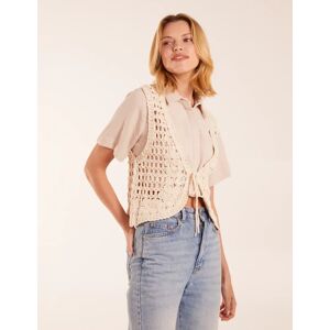 Blue Vanilla Crochet Sleeveless Cardigan - M/L / STONE - female