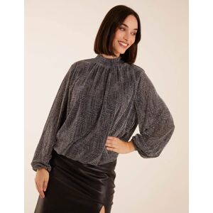 Blue Vanilla Puffball High Neck Top - M / SILVER - female