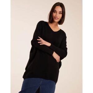 Blue Vanilla Plain V Neck Jumper - ONE / BLACK - female