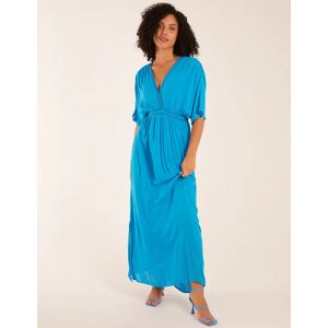 Blue Vanilla Rope Detail V Neck Maxi Dress - 10 / Turquoise - female