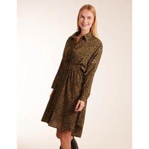 Blue Vanilla Leopard Shirt Dress - M / KHAKI - female