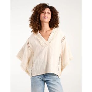 Blue Vanilla V Front Crochet Fringe Kimono Top - ONE / STONE - female