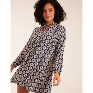 Blue Vanilla Abstract Geometric Tunic Dress - M / NAVY - female