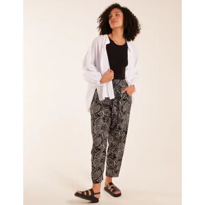 Blue Vanilla Leaf Print Capri Trousers - M / BLACK - female