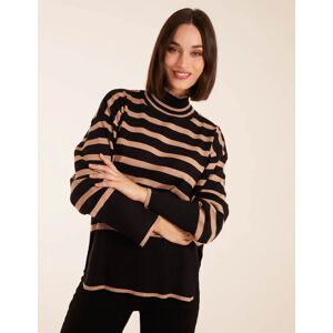 Blue Vanilla High Neck Ribbed Stripe Jumper - M/L / BLACK PATTERN - female