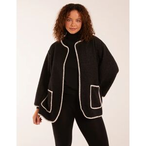 Blue Vanilla Contrast Blanket Stitch Cardigan - ONE / BLACK - female