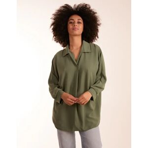 Blue Vanilla Open Collar Blouse - ONE / KHAKI - female