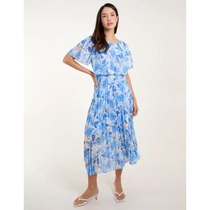 Blue Vanilla Round Neck Pleated Midi Dress - L / BLUE - female