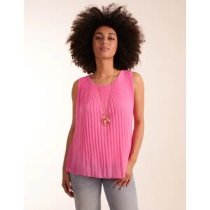 Blue Vanilla Sleeveless Pleated Top With Necklace - S/M / HOT PINK - female
