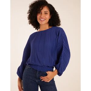 Blue Vanilla Long Sleeve Pleated Top - S / BLUE - female