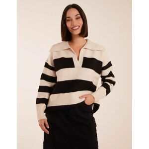 Blue Vanilla Collar Wide Stripe Jumper - S/M / STONE - female